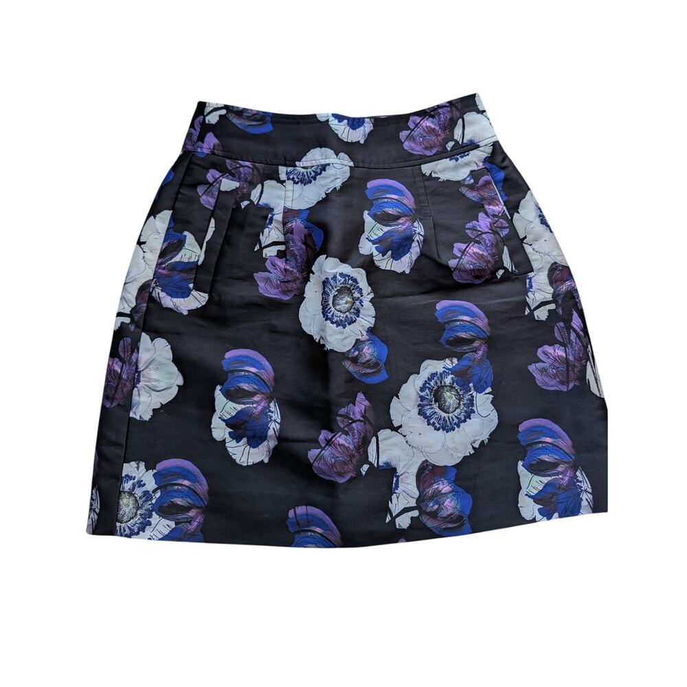 J. Crew Violet Poppy A-line Mini Skirt w Pockets Sz 0